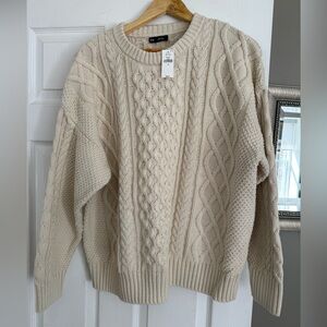 GAP Cream Cable Knit Crew Sweater